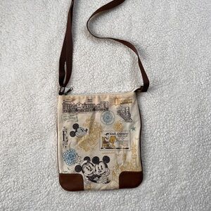 Vintage Disney Parks Map Canvas Crossbody bag with Mickey & Minnie